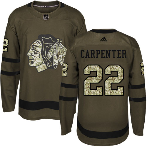 Adidas Blackhawks #22 Ryan Carpenter Green Salute to Service Stitched Youth NHL Jersey